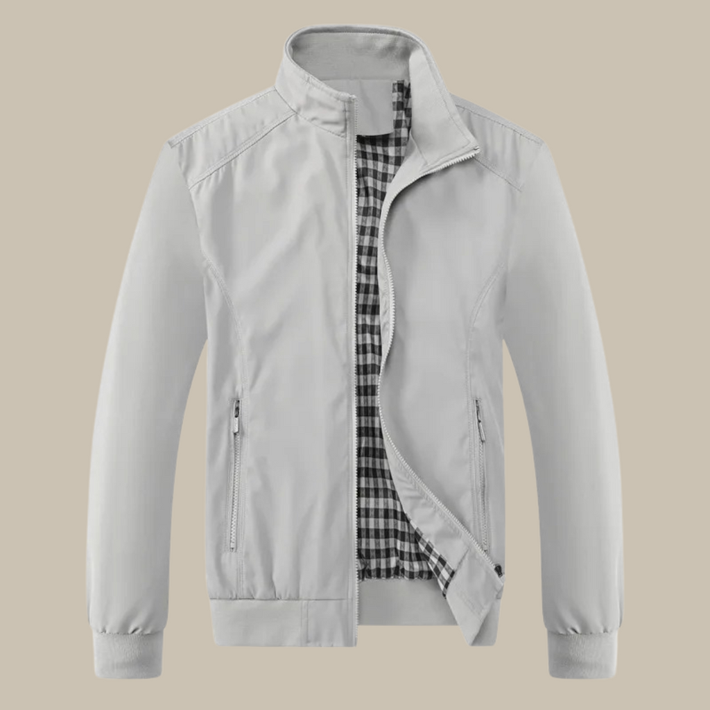Men's Zip Front Stand Collar Long Sleeve Jacket