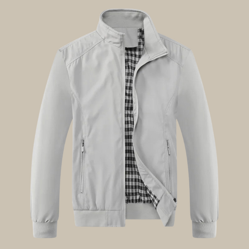 Men's Zip Front Stand Collar Long Sleeve Jacket