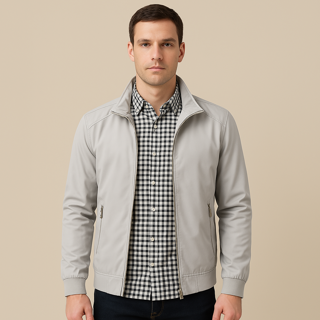 Men's Zip Front Stand Collar Long Sleeve Jacket
