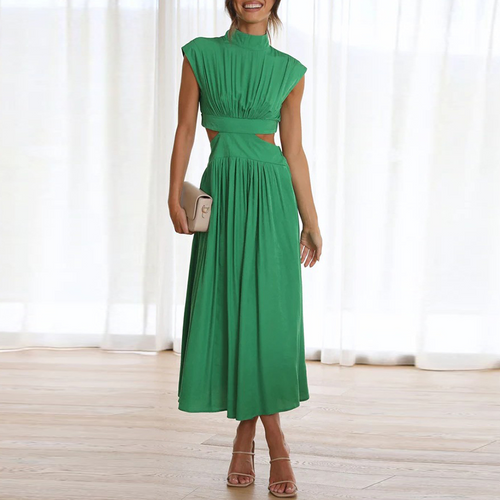 Women's Cutout Ruched Midi Dress Summer Wedding Guest