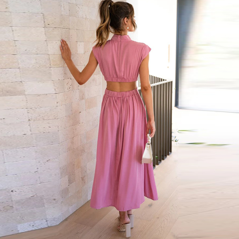 Women's Cutout Ruched Midi Dress Summer Wedding Guest
