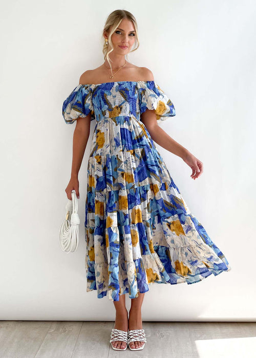 Women's Floral Off Shoulder Dress Midi