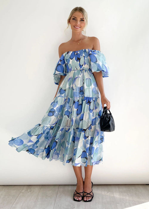 Women's Floral Off Shoulder Dress Midi