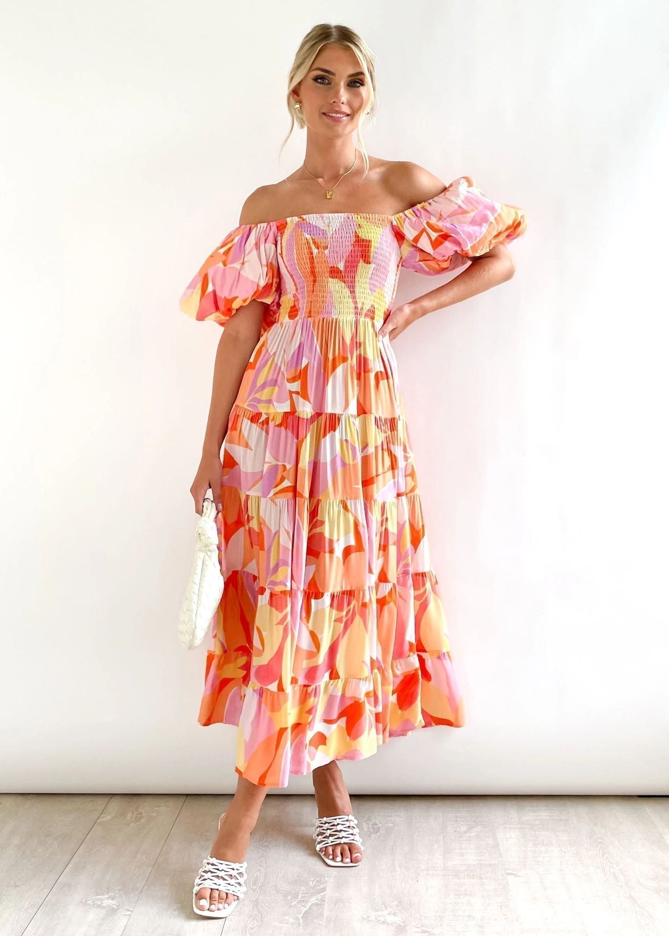 Women's Floral Off Shoulder Dress Midi