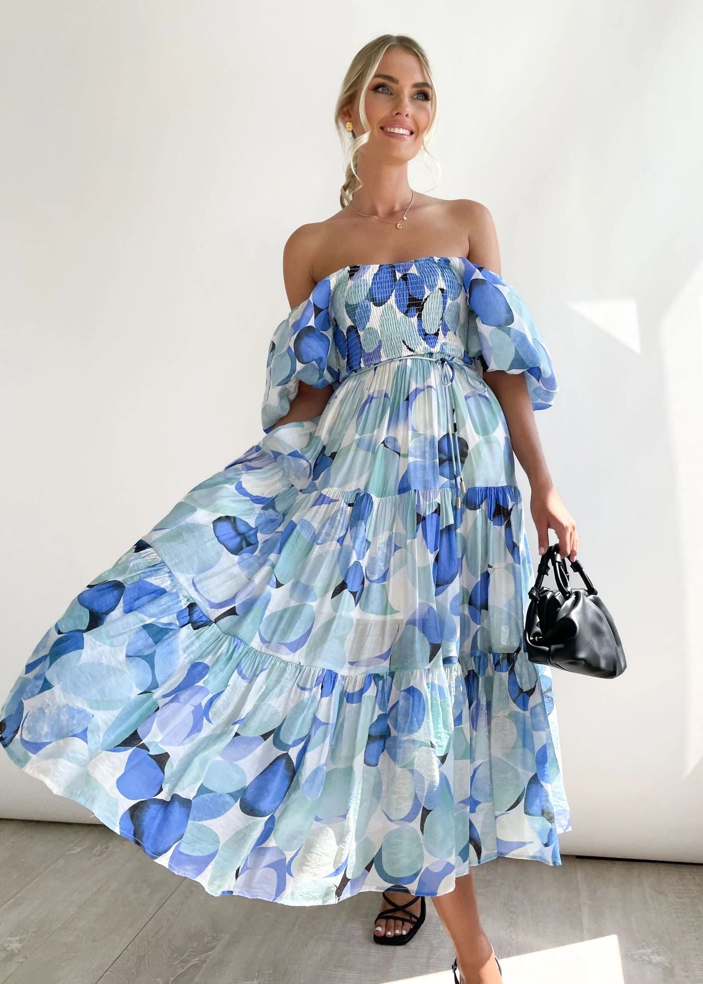 Women's Floral Off Shoulder Dress Midi