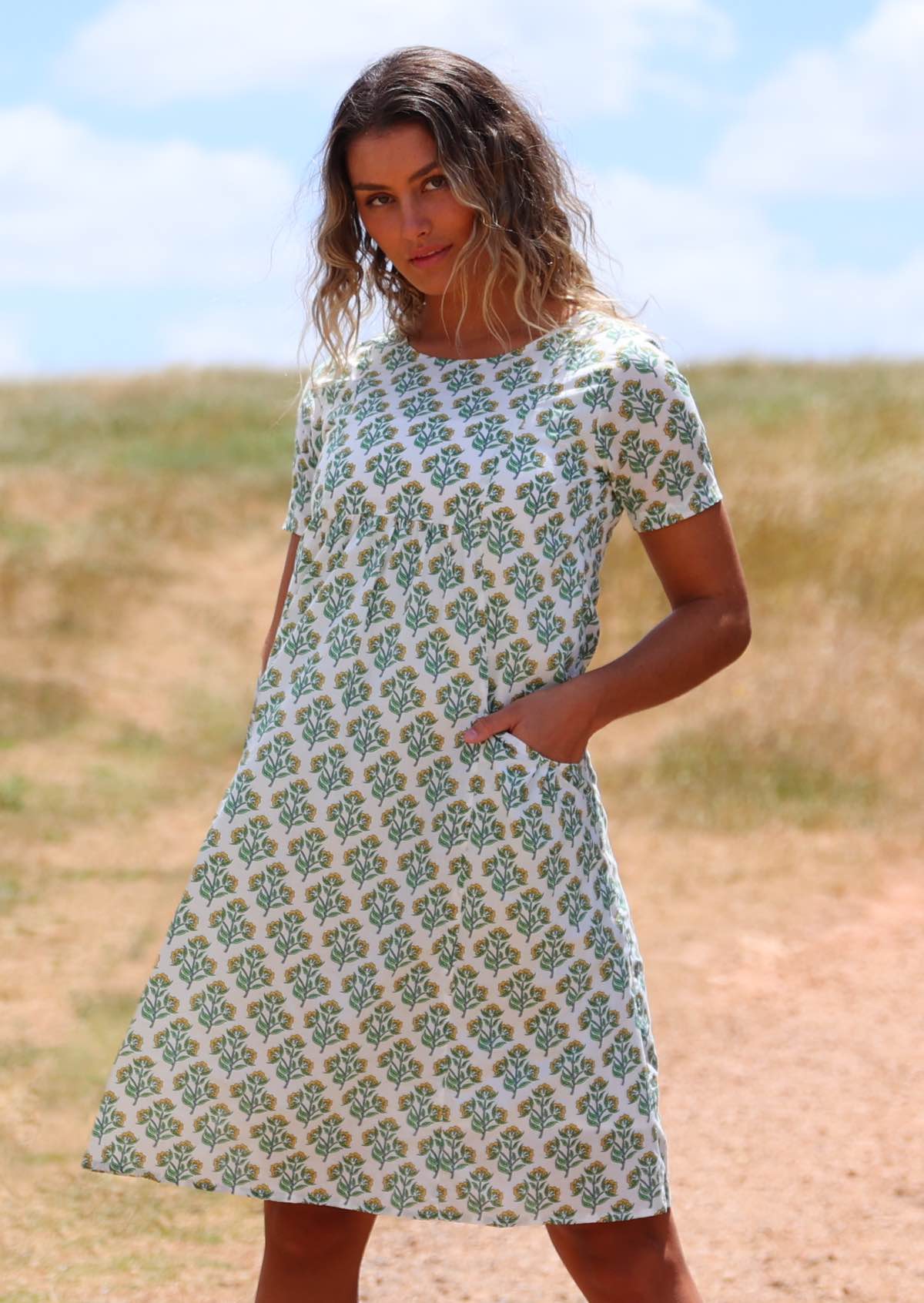 Women's Floral Print Casual Short Sleeve Dress Midi