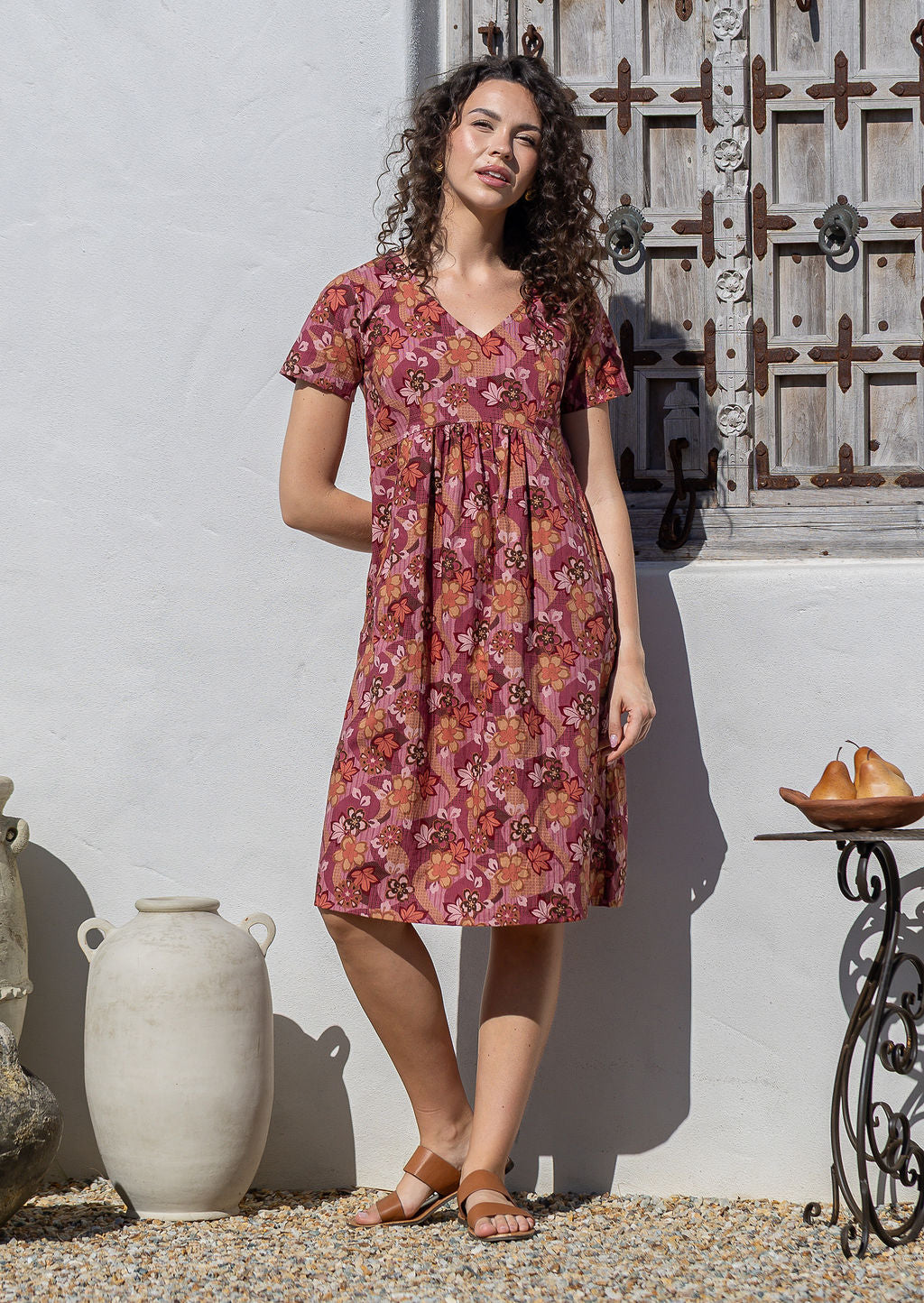 Women's Floral V-Neck Sundress Midi