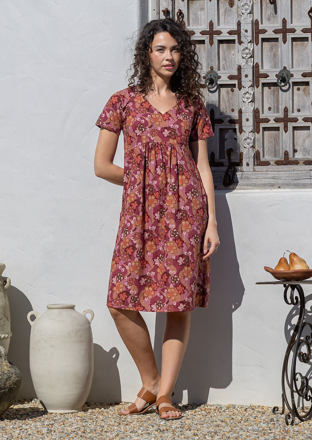 Women's Floral V-Neck Sundress Midi