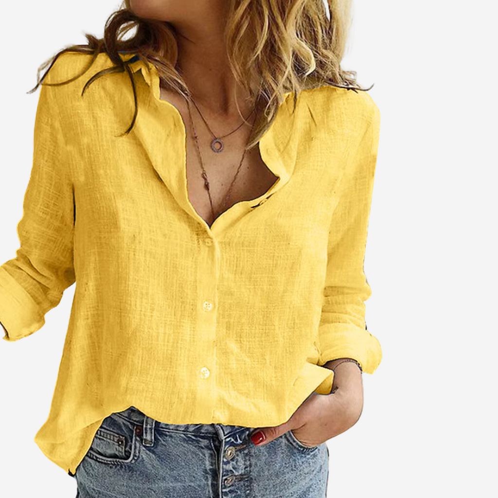 Women's Linen Button Down Long Sleeve Blouse