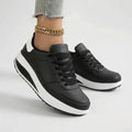 Women's Platform Lace-Up Sneakers Leather Chunky Sole Tennis Shoes