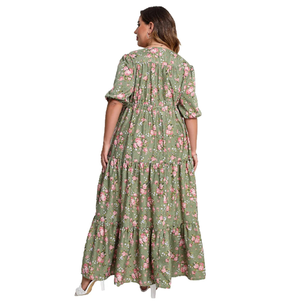 Women's Plus Size Floral Maxi Dress Tiered Boho
