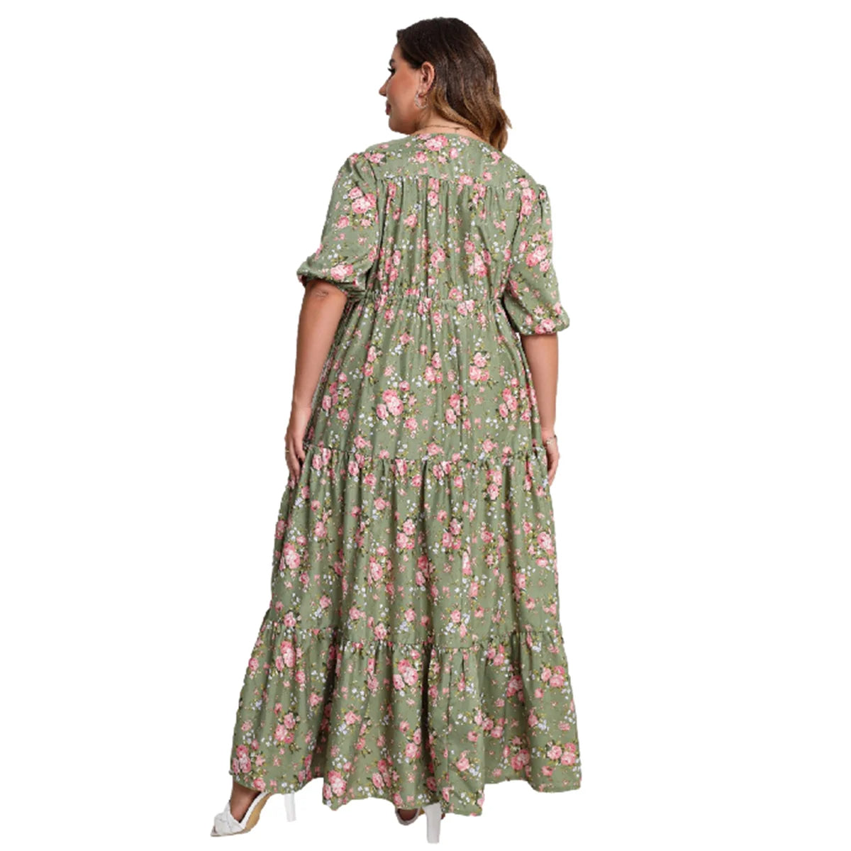 Women's Plus Size Floral Maxi Dress Tiered Boho