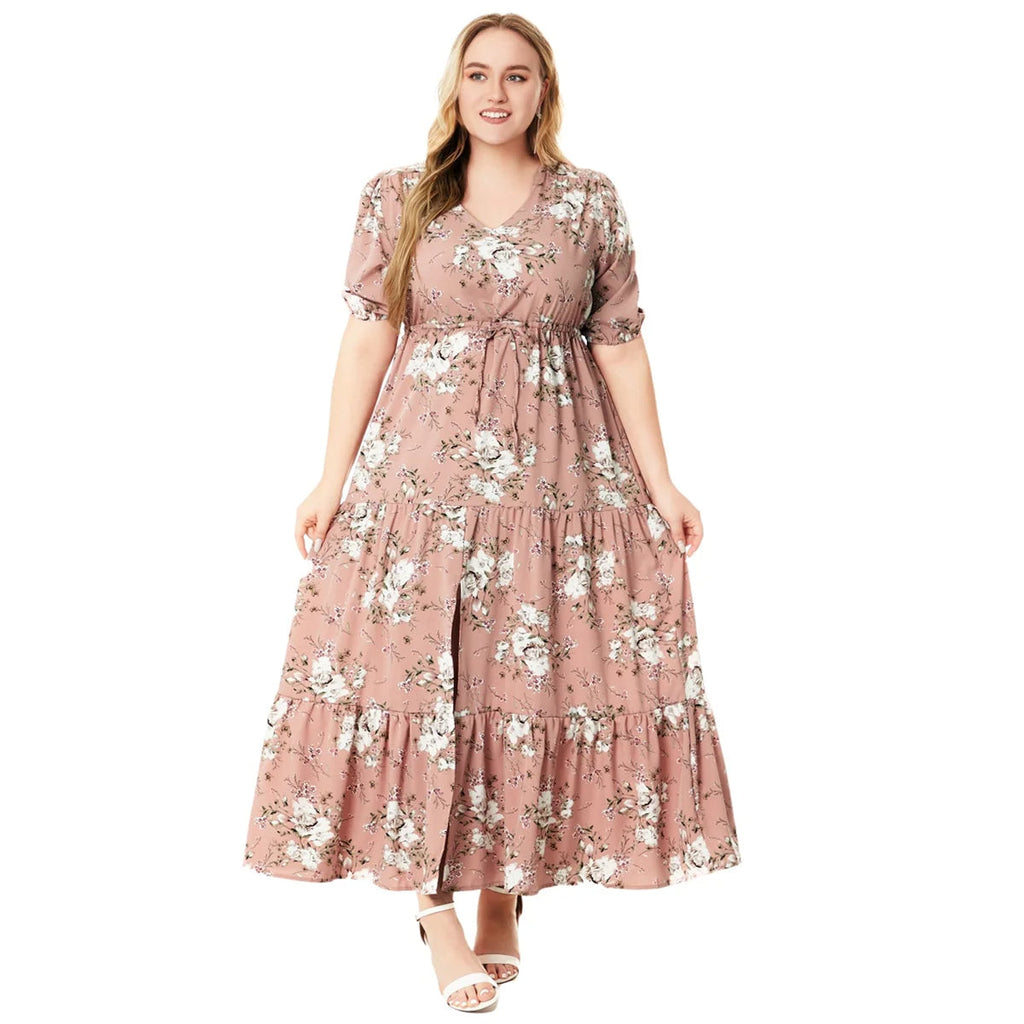 Women's Plus Size Floral Maxi Dress Tiered Boho