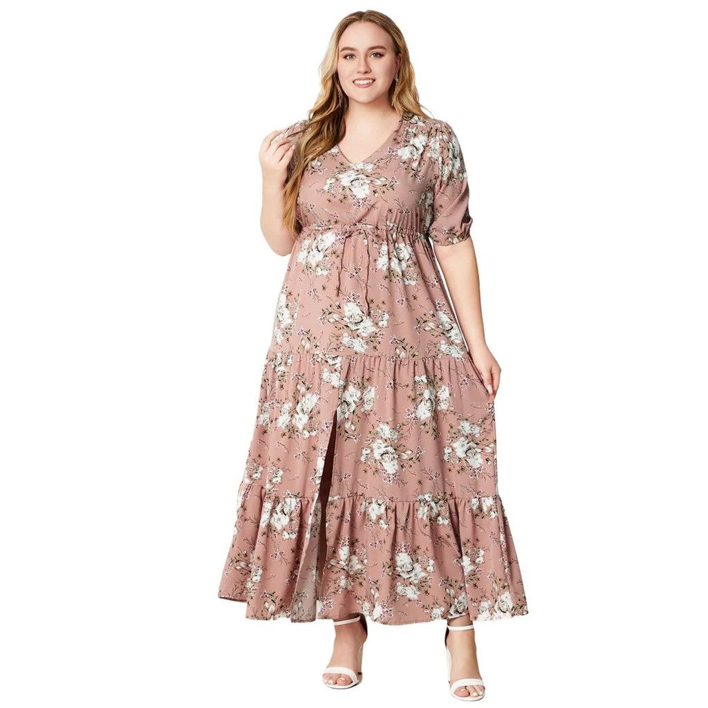 Women's Plus Size Floral Maxi Dress Tiered Boho