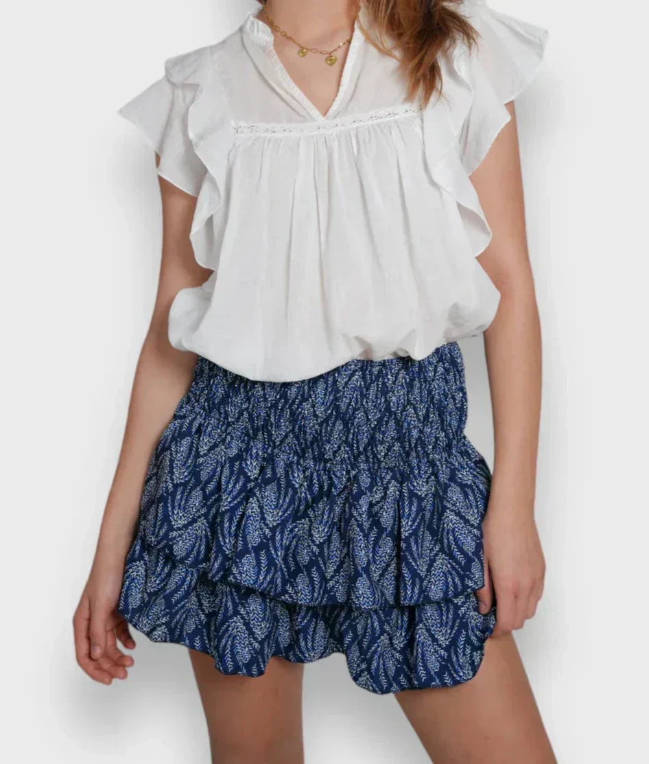 Women's Smocked Tiered Ruffle Mini Skirt