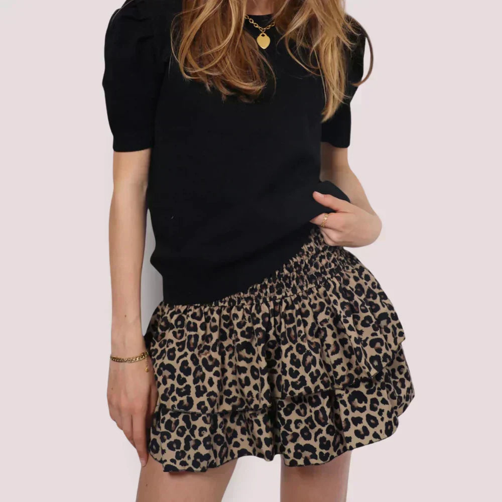 Women's Smocked Tiered Ruffle Mini Skirt
