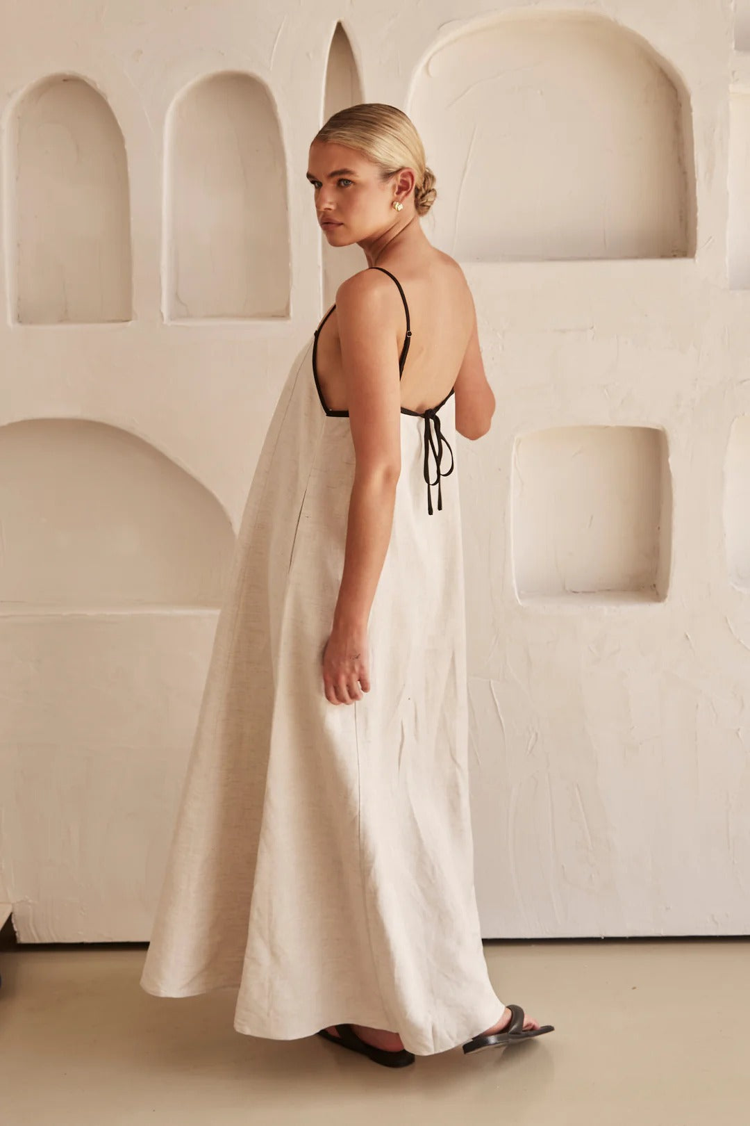 Women's Spaghetti Strap Contrast Trim Sundress Maxi