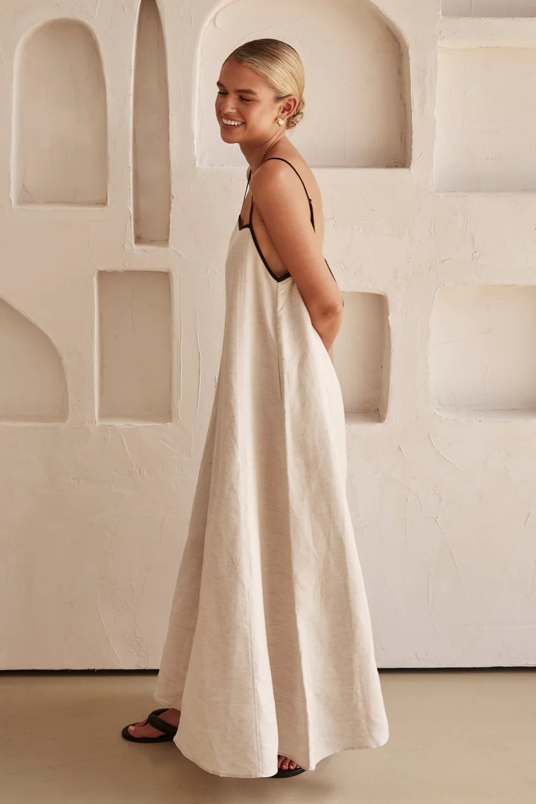 Women's Spaghetti Strap Contrast Trim Sundress Maxi