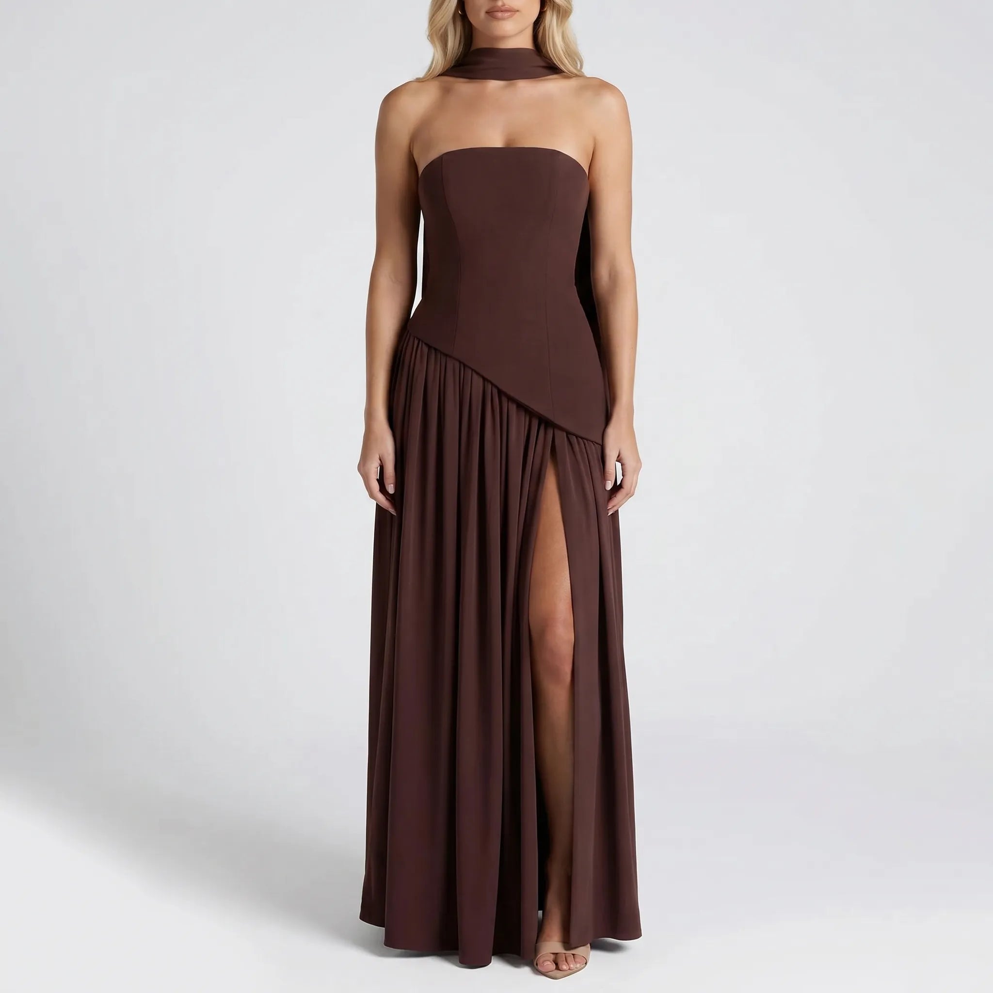 Women's Strapless Corset Formal Dress Maxi
