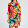 Women's Tie-Dye Button-Down Shirt Dress Mini