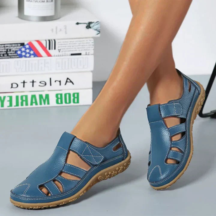 Women's Hook And Loop Closed Toe Cutout Sandals