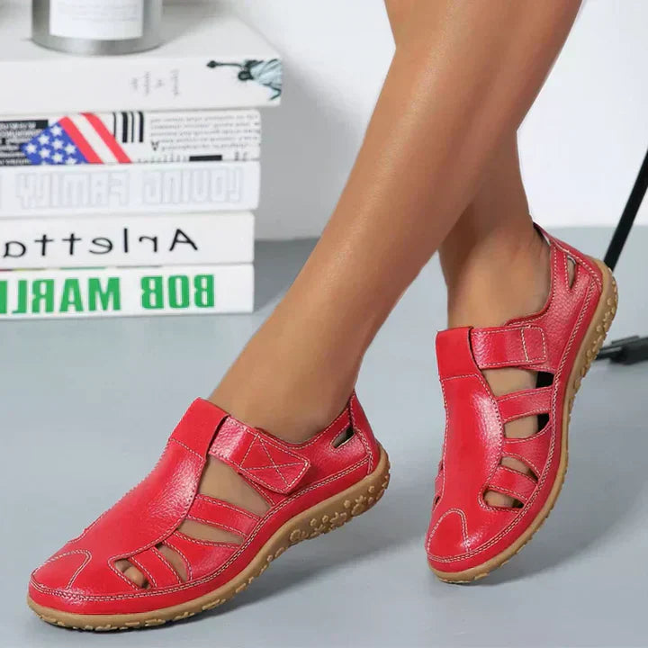 Women's Hook And Loop Closed Toe Cutout Sandals