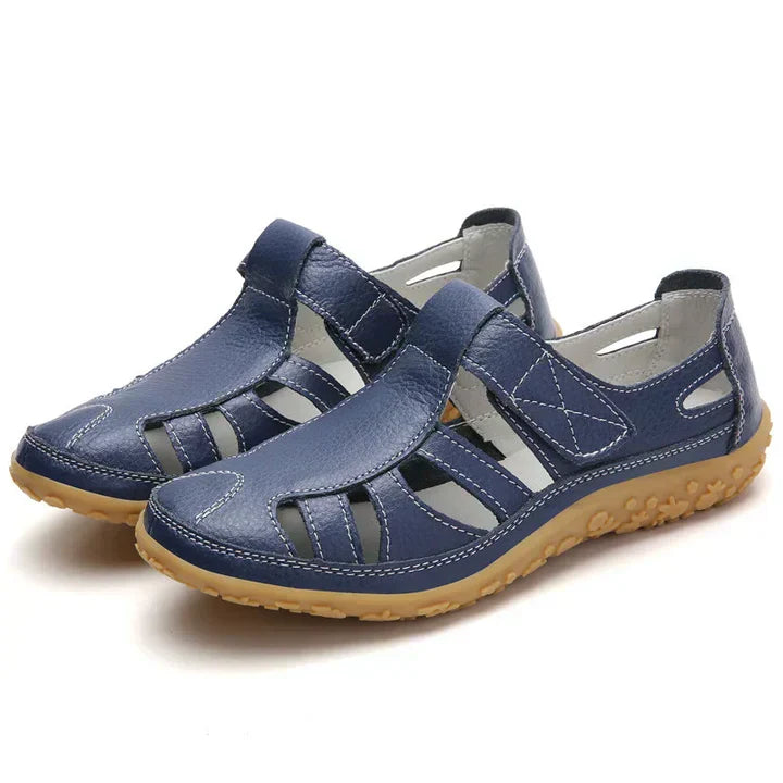 Women's Hook And Loop Closed Toe Cutout Sandals