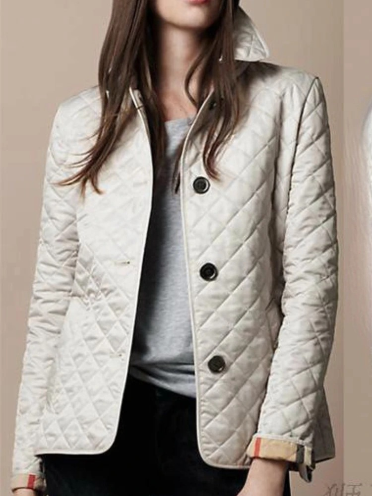 Women's Quilted Button Front Long Sleeve Jacket