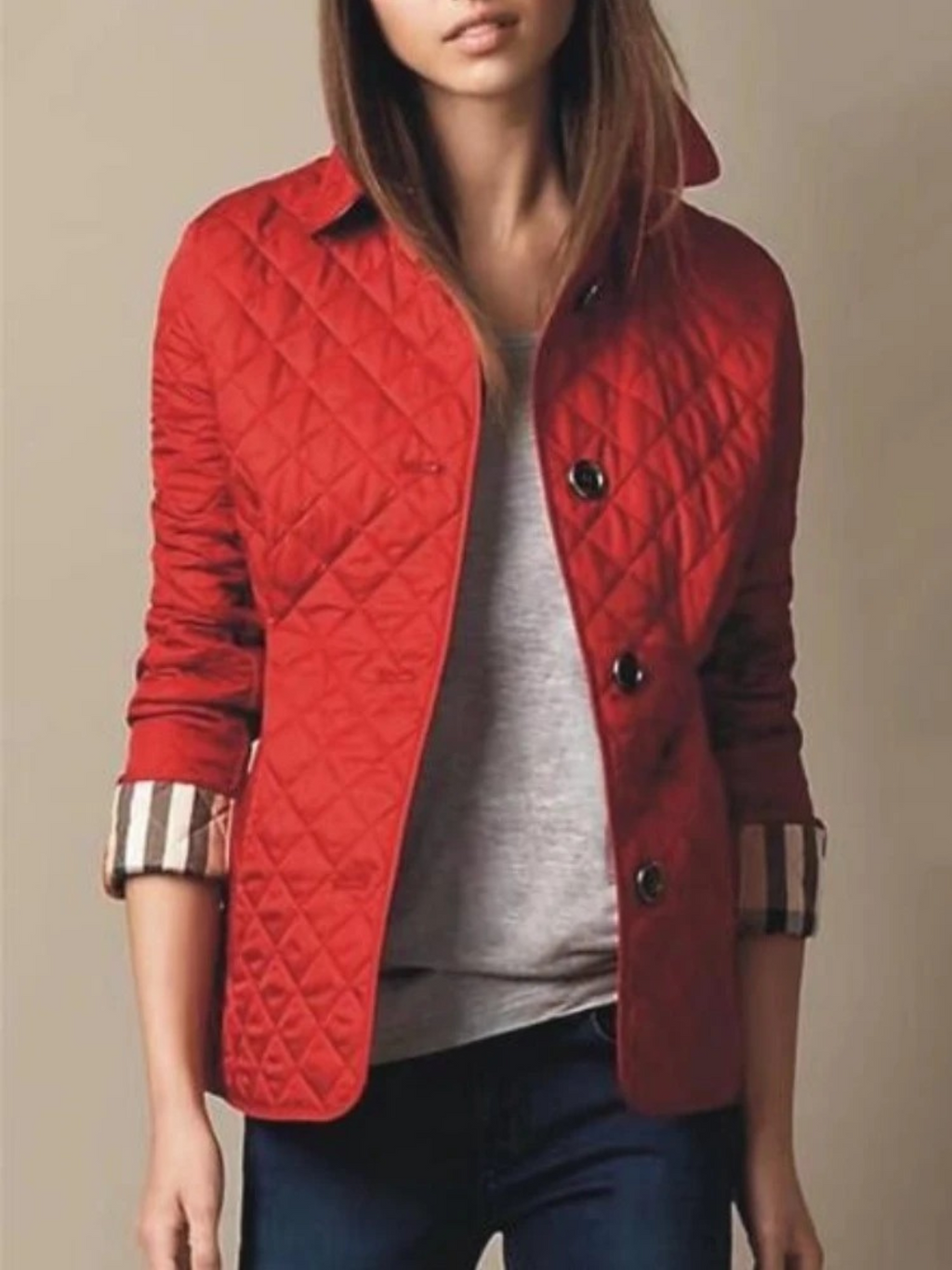 Women's Quilted Button Front Long Sleeve Jacket